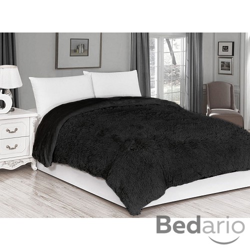 Luxusní deka s dlouhým vlasem 150x200 - Černá