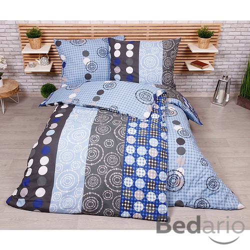 Sada povlečení na dvě lůžka 140x200+70x90 Circles modré