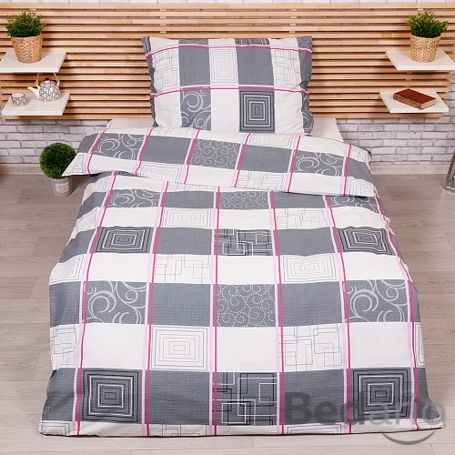 Prodloužené bavlněné povlečení 140x220+70x90 Obdélník šedý