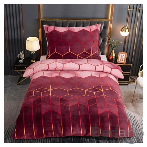 Prodloužené mikroplyšové povlečení Premium 140x220+70x90 Nina vínová