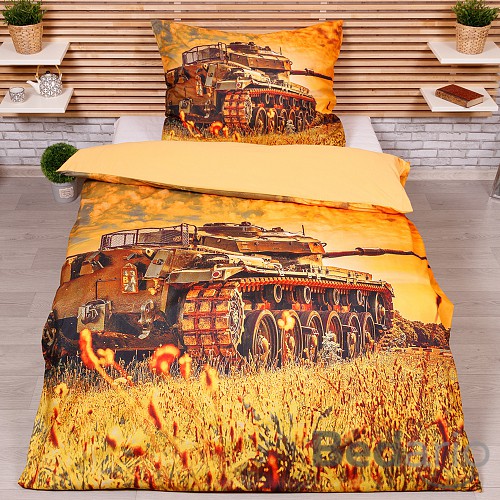 3D povlečení 140x200+70x90 Tank