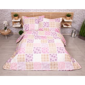 Francouzské bavlněné povlečení 220x200+2x70x90 Patchwork růžový