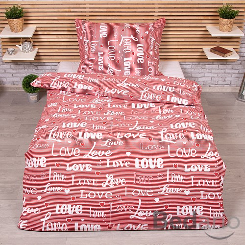 Bavlněné povlečení 140x200+70x90 Love červená