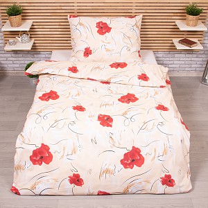 Bavlněné povlečení 140x200+70x90 Máky červené