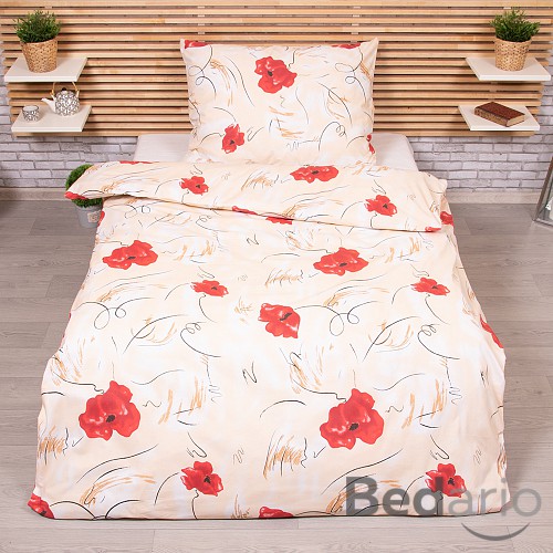 Bavlněné povlečení 140x200+70x90 Máky červené