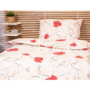 Bavlněné povlečení 140x200+70x90 Máky červené
