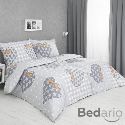 Bavlněné povlečení 140x200+70x90 Srdce