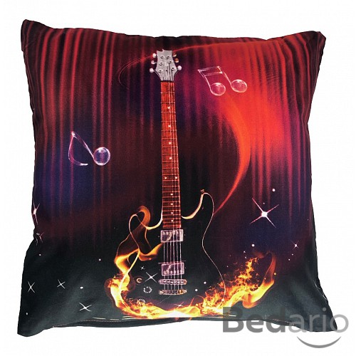 Set 3D povlak 45x45 - Ohnivá kytara + polštář
