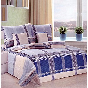 Osmidílná sada povlečení Mikrokrep 140x200 70x90 Modré karo