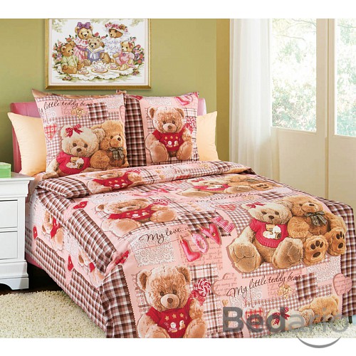 Perkálové povlečení Plyšoví medvídci 140x200+70x90