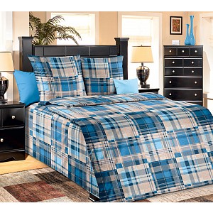 Bavlněné povlečení KARO modré 140x200+70x90