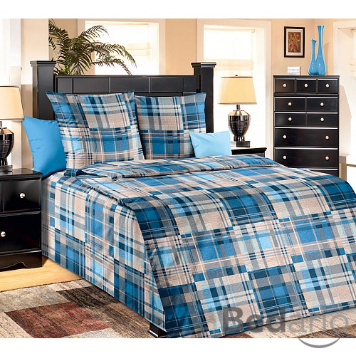 Bavlněné povlečení KARO modré 140x200+70x90