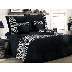 Šestidílné mikrosaténové povlečení na 2 lůžka - Zebra černá