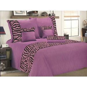 Šestidílné mikrosaténové povlečení na 2 lůžka - Zebra fialová