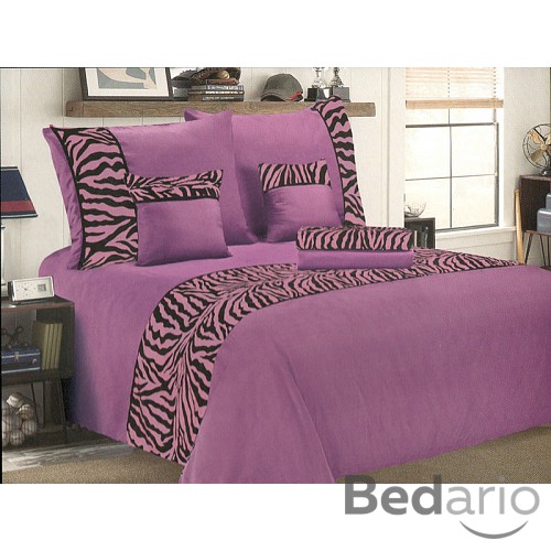 Šestidílné mikrosaténové povlečení na 2 lůžka - Zebra fialová