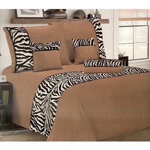 Šestidílné mikrosaténové povlečení na 2 lůžka - Zebra hnědá