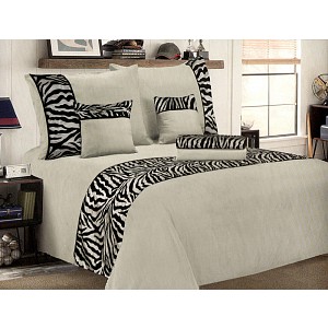 Šestidílné mikrosaténové povlečení na 2 lůžka - Zebra šedá