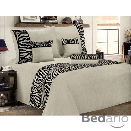 Šestidílné mikrosaténové povlečení na 2 lůžka - Zebra šedá