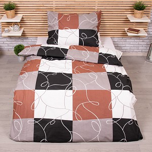 Bavlněné povlečení 140x200+70x90 Hnědé šachy