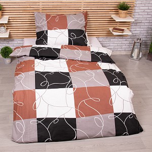 Bavlněné povlečení 140x200+70x90 Hnědé šachy