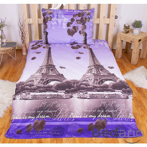 Perkálové povlečení ROMANTIKA V PAŘÍŽI 140x200+70x90