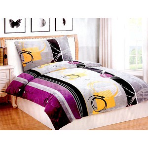 Mikroplyšové povlečení Premium 140x200+70x90 Fialové obrazce