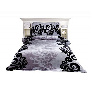 Mikroplyšové povlečení Premium 140x200+70x90 Stříbrné ornamenty