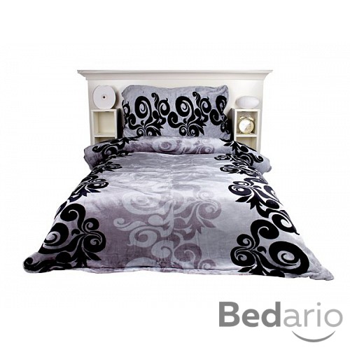 Mikroplyšové povlečení Premium 140x200+70x90 Stříbrné ornamenty