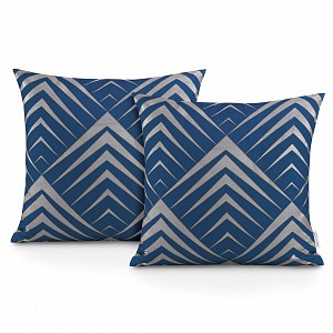 Set sada povlaků na polštáře OXFORD PIRAMIDES 45x45 2ks - Tmavě modrá + 2ks polštáře