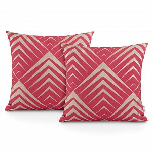 Set sada povlaků na polštáře OXFORD PIRAMIDES 45x45 2ks - Červená + 2ks polštáře