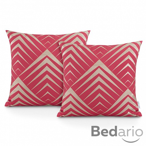 Set sada povlaků na polštáře OXFORD PIRAMIDES 45x45 2ks - Červená + 2ks polštáře