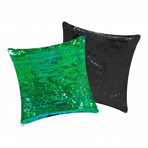 Set povlak na polštářek s flitry 40x40 Zelená/Černá + polštář