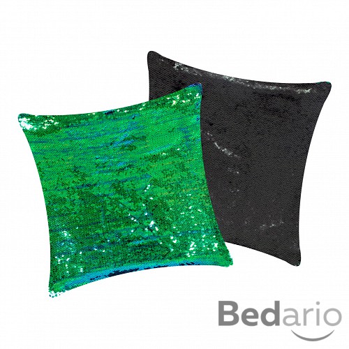 Set povlak na polštářek s flitry 40x40 Zelená/Černá + polštář