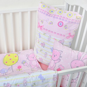 Dětské bavlněné povlečení 90x135+40x60 - Růžová pohádka