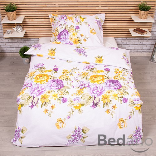 Bavlněné povlečení 140x200+70x90 Lila na bílé