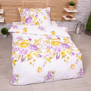 Bavlněné povlečení 140x200+70x90 Lila na bílé