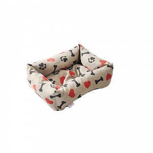 Hranatý pelech pro psa Davidog malý 55x42x13 - I Love šedý