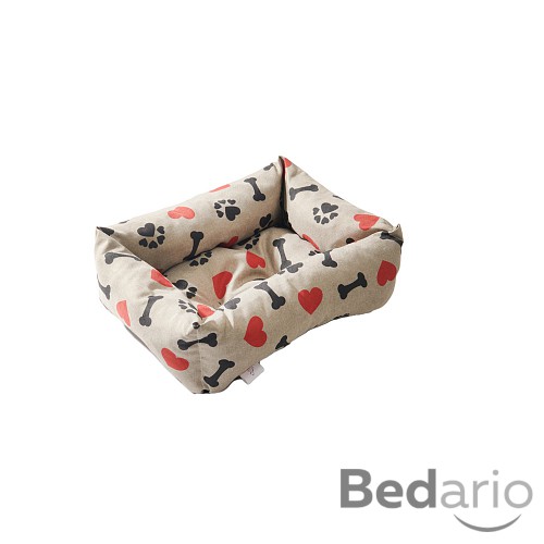 Hranatý pelech pro psa Davidog malý 55x42x13 - I Love šedý