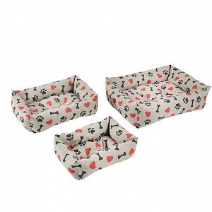 Hranatý pelech pro psa Davidog malý 55x42x13 - I Love šedý