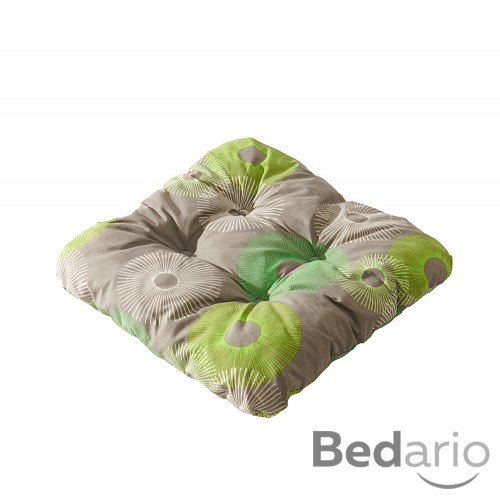 Sedák s provázky 40x40 Zelenobílé kruhy