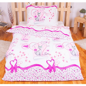 Bavlněné povlečení 140x200+70x90 Cat letters