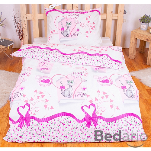 Bavlněné povlečení 140x200+70x90 Cat letters