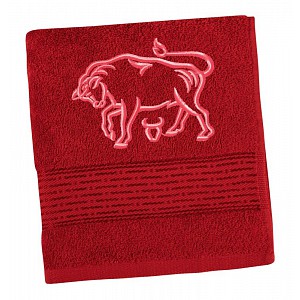 Froté osuška s proužkem ve znamení zvěrokruhu - Býk bordová