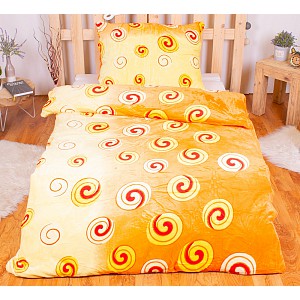 Mikroplyšové povlečení Premium 140x200+70x90 Oranžové spirály
