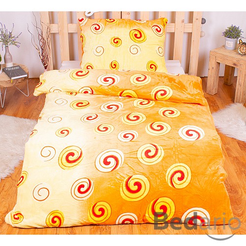 Mikroplyšové povlečení Premium 140x200+70x90 Oranžové spirály