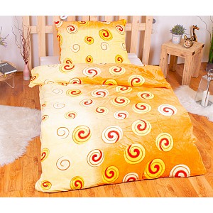 Mikroplyšové povlečení Premium 140x200+70x90 Oranžové spirály