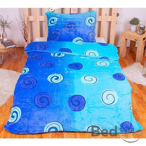 Mikroplyšové povlečení Premium 140x200+70x90 Modré spirály