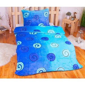 Mikroplyšové povlečení Premium 140x200+70x90 Modré spirály