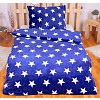 Mikroplyšové povlečení Premium 140x200+70x90 Modré hvězdy