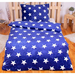 Mikroplyšové povlečení Premium 140x200+70x90 Modré hvězdy